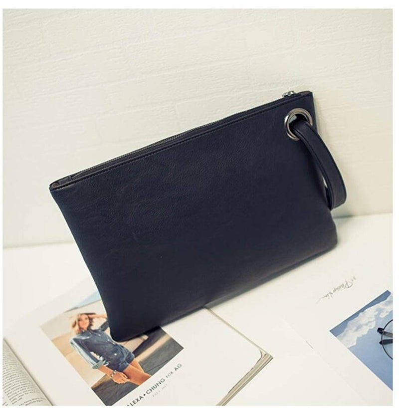 DIHKLCIO Evening Bags Purse Envelop Clutch Chain Shoulder Womens Wristlet Handbag Foldover Pouch Grey Blue Large - Image 3